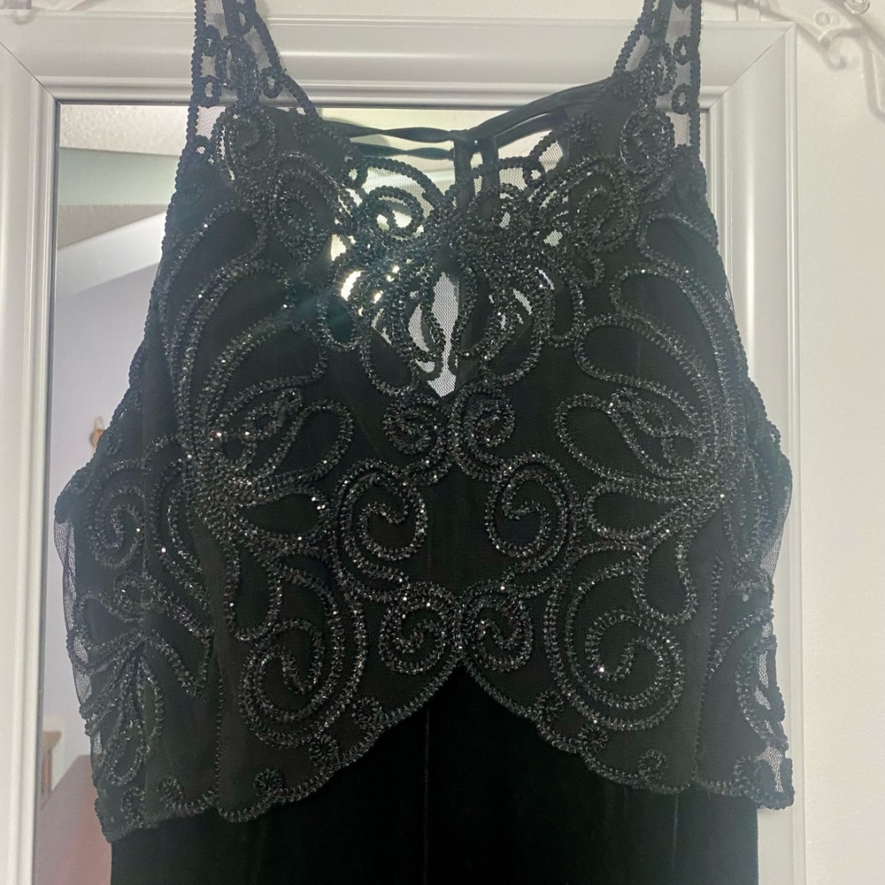 Chic Black Dress with Beaded Design